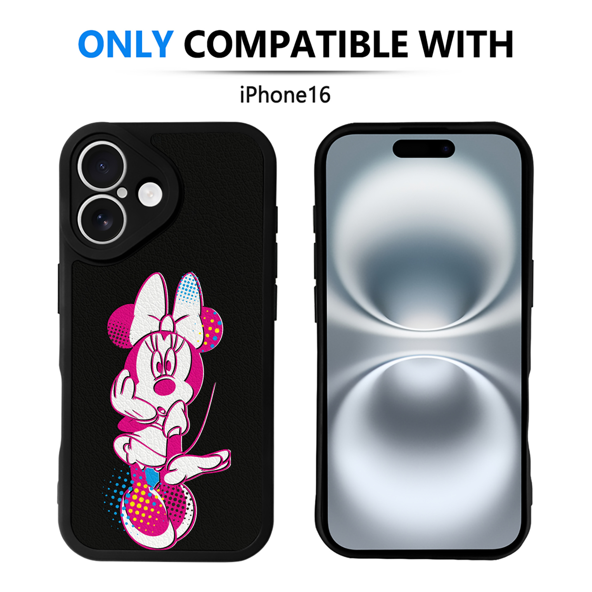 （画像用） ミッキーマウス Mickey Mouse 【iPhone 16シリーズ対応】シリコンスマホケース（レザー調） 材質：シリコン